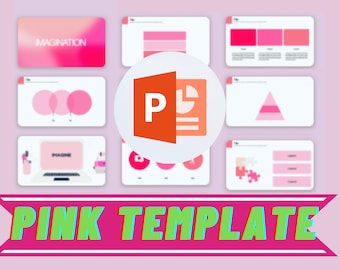 Hot pink vibrant engergetic color mix PowerPoint Template digital instant download