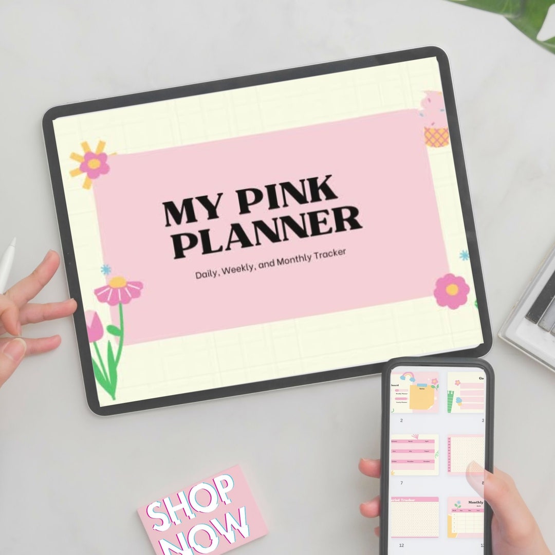 Customizable Pink Planner: Undated Daily, Weekly, Monthly (digital ...