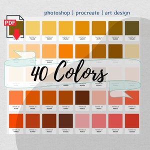 40 Color Palette Swatches pdf Hex Code Instant Download Procreate Photoshop  iPad Art Goodnotes Design Graphics