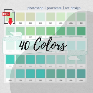 40 Color Palette Swatches pdf Hex Code Instant Download Procreate Photoshop  iPad Art Goodnotes Design Graphics