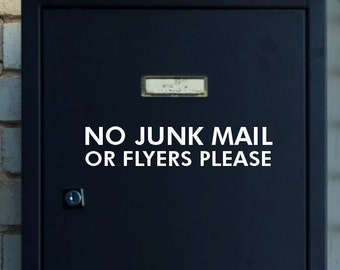 SALE! No Junk Mail or Flyers Please vinyl decal, letterbox decal