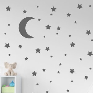 Moon And Stars Wall Decals, Moon Wall Stickers, Star Wall stickers, Nursery Wall Decals, Nursery Stickers, Wall Decals, Kids Wall Decals