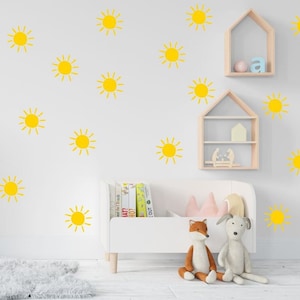 Sun Wall Decals, x 12 sun decals/pack, Nursery wall decals, Bedroom decor, Nursery Decor, Living room decor, Office decor, Wall decor