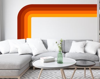 SALE! Retro stripes, Removable  Peel and stick vinyl, Bubble Free installation, Large Wall Art