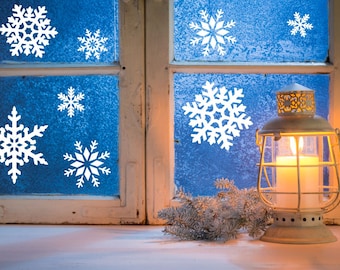 Mixed Snowflakes, 20 White Snowflakes, Christmas, Xmas stickers, Window Stickers, Winter