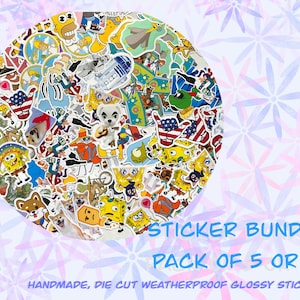 15 Random Sticker Pack | The Simpsons, Adventure Time, Old Skool TV Shows Pop Culture | Weatherproof glossy