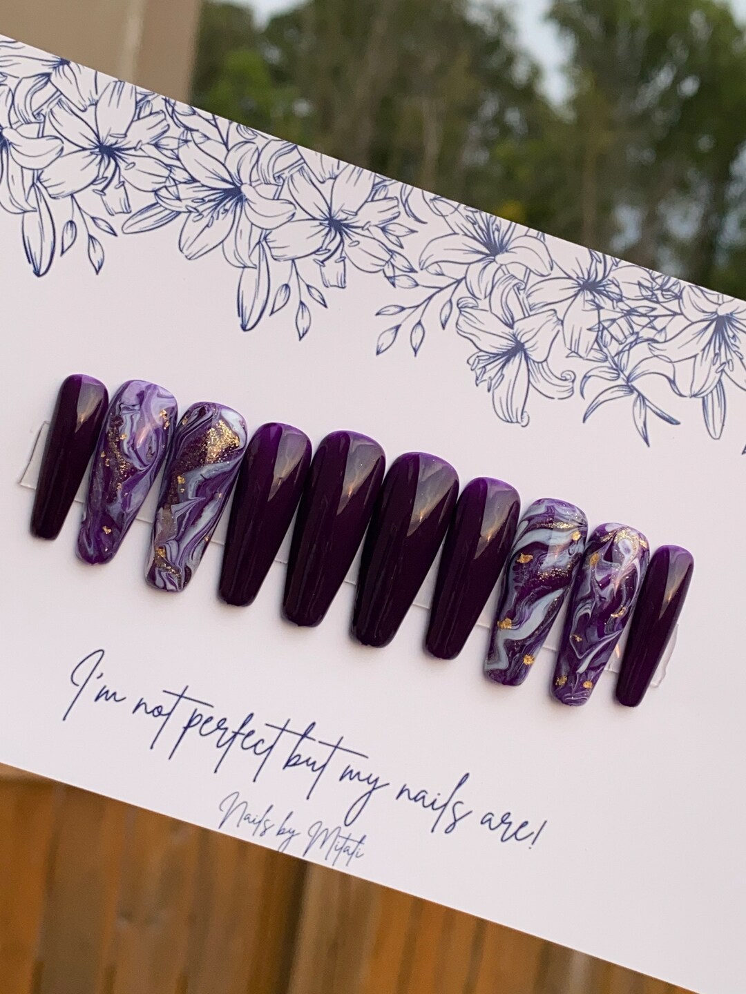 Amethyst Nails Purple Marble Press on Nails Fall Press on - Etsy Canada