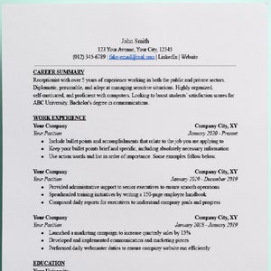 Minimalist Resume Template, Professional Resume, Word & Google Docs, Instant Download Template, Digital Product