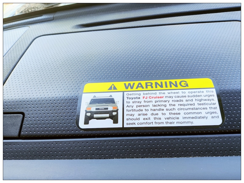 Toyota FJ Cruiser Warning Label / Sticker SPECIAL Buy 1 / Etsy