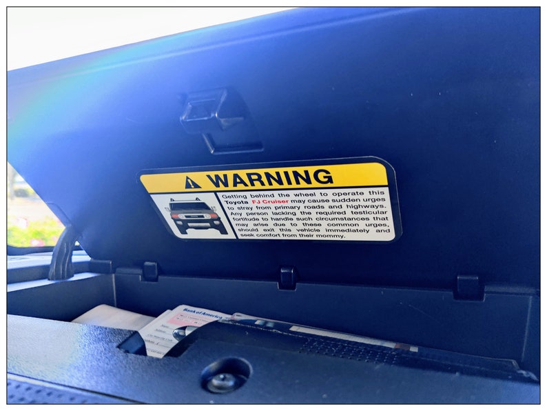 Toyota FJ Cruiser Warning Label / Sticker SPECIAL Buy 1 / Etsy