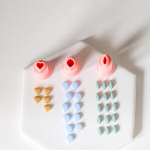 Micro Cutter Bundle | Micro Cutters Clay | Micro Cutter Petals | Micro Cutter Heart | Leaf Micro Cutter | Set of 3 Cutters