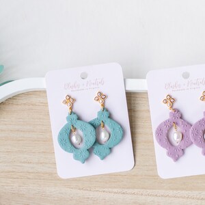 Clay Ornament Earrings | Ornament Earrings | Pearl Earrings Dangle | Christmas Earrings Pearl | Christmas Earrings Clay | Clay Earrings