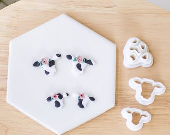 Kuh-Druck-Stanze für Clay | Kuh Ausstecher | 3er-Set | Kuh Ohrringe | Kuhkopf Ausstecher | Ausstechformen für Polymer Clay | Ohrring Werkzeuge