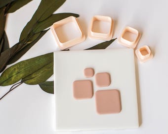 Rounded Square Cutter Set | Set of 4 | Square Cutter | Rounded Square Clay Cutter | Polymer Clay Cutters for Earrings | Basic Shapes