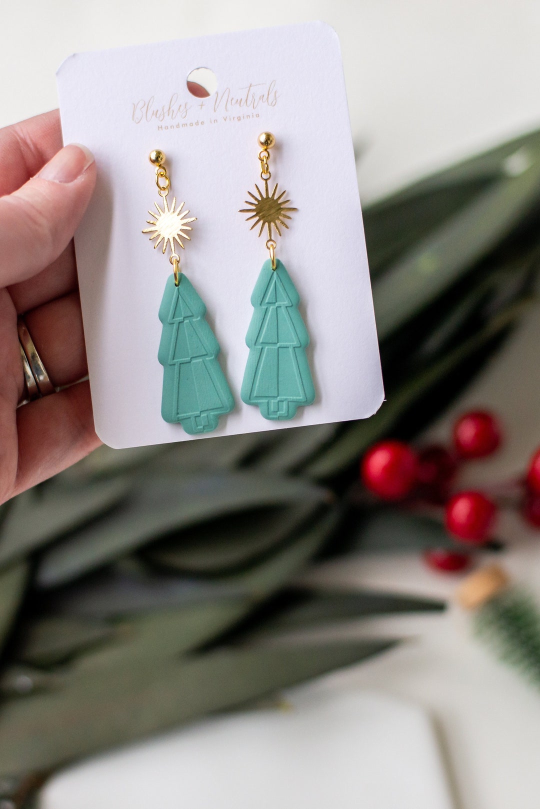 Christmas Tree Earrings Gold Plated Stainless Steel Etsy