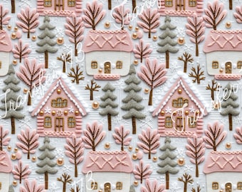 TP173 | Pink Gingerbread House Image Transfer for Clay | Transfer Paper | Clay Tools | Pastel Christmas
