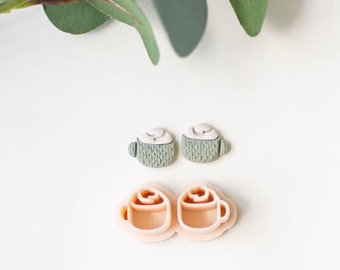 Coffee with Whip Cutter | Mirror Image | Latte Clay Cutter | Clay Cutters Fall | Clay Mold