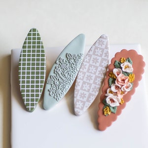 Polymer Clay Barrette | Clay Barrette | Hair Clips for Women | Handmade | Hair Clip Flower | Hair Clip Gold | Hair Accessories