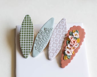 Polymer Clay Barrette | Clay Barrette | Hair Clips for Women | Handmade | Hair Clip Flower | Hair Clip Gold | Hair Accessories