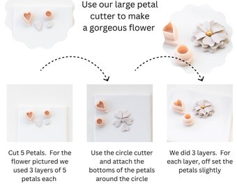 Grote bloemblaadjessnijder voor polymeerklei | Bloemenblaadjespons | Groot bloemblaadje voor het maken van bloemen | Clay Cutters voor oorbellen | Klei gereedschap