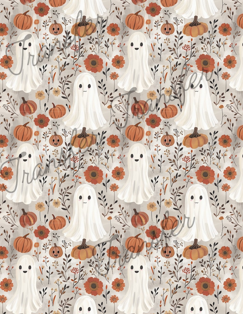 TP141 Cute Ghost and Floral Transfer Paper for Polymer Clay Clay