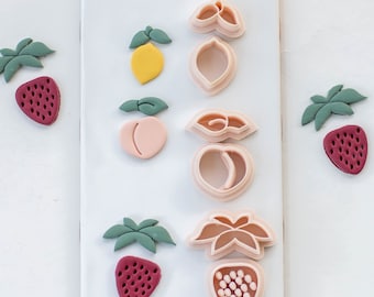 Clay Fruit Cutters for Polymer Clay | Strawberry | Peach | Lemon | Strawberry Cutter for Polymer Clay | Clay Tools | Fruit Earrings