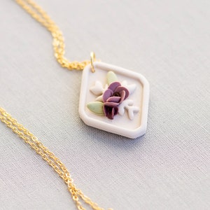 Handmade Floral Clay Necklace 16K Gold Plated Clay Necklaces for Women Clay Necklace Pendant Gold Chain Necklace for Women Dainty image 2