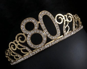 80th Gold Birthday tiara,CustomPersonalized birthday tiara