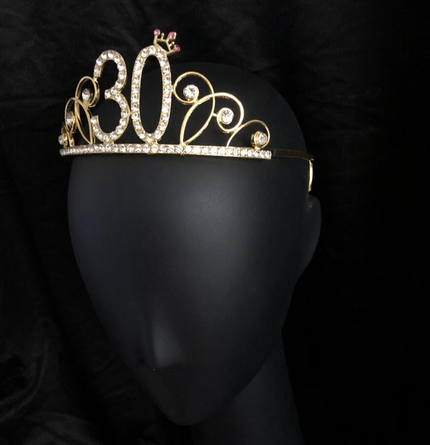 Frcolor 30. Geburtstag Tiara Mit Strass – Goldene Krone Mit Haar-Kämmen, Für Geburtstagsparty, 14x13 Cm