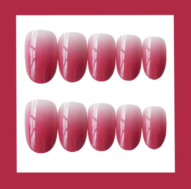 Medium Pink Gradient Press on Nailspress on Nailssalon - Etsy