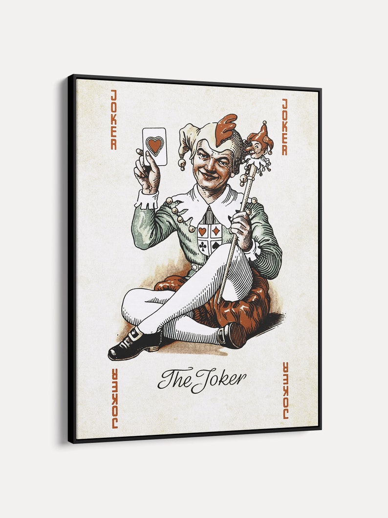 The Joker WALL ART Joker Playing Cards Painting, Vintage Cards Print