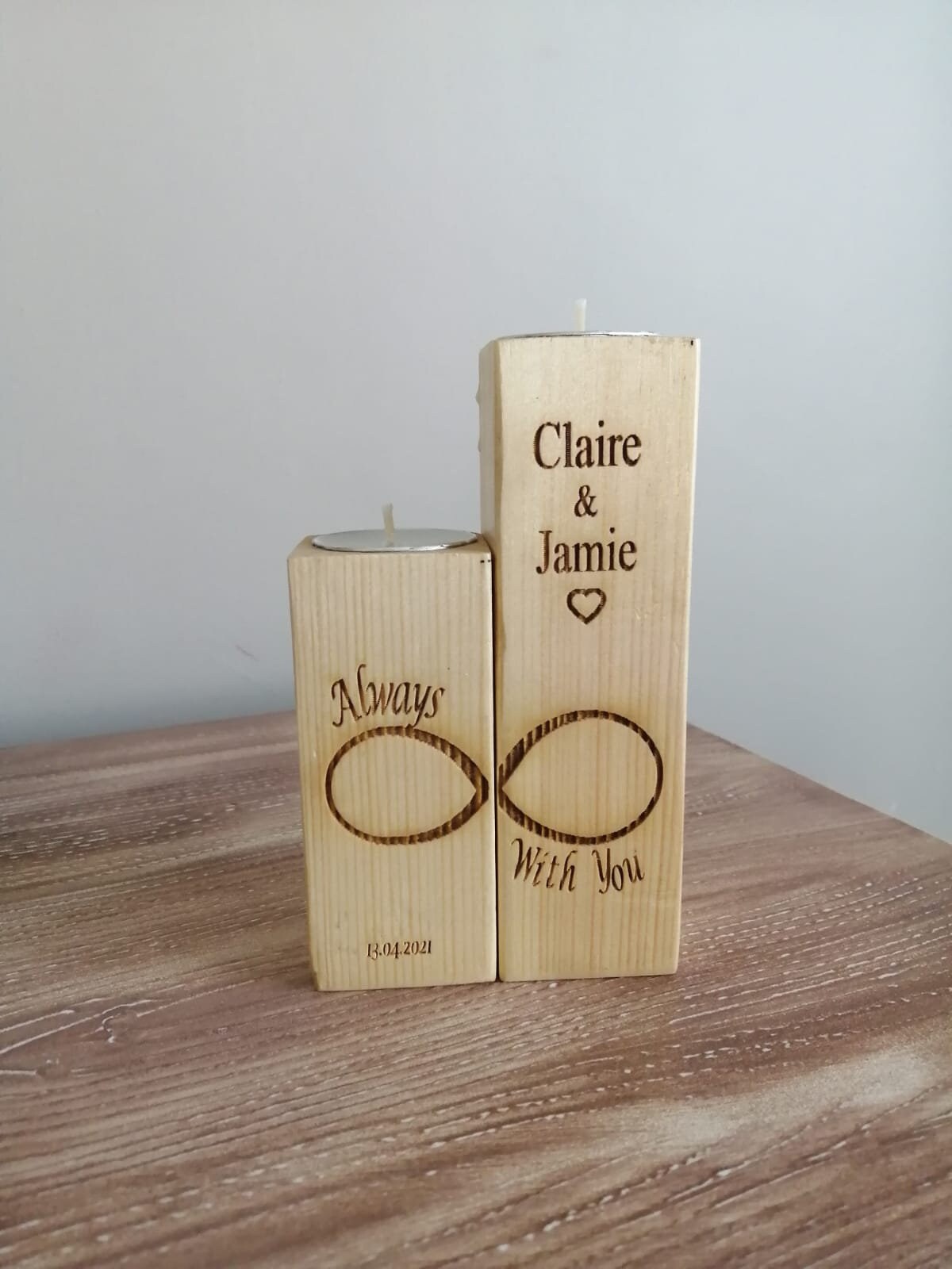 Personalized Names Handmade Wooden Candle Holder Etsy