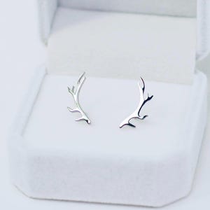 Deer Antler Stud Earrings 18K Gold Plated Stainless Steel | Hunter Gift | Rustic Nature Jewelry | Outdoorsy Earrings | Woodland Aesthetic