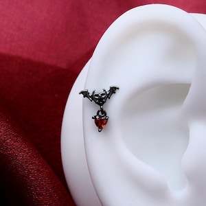 Gothic Bat Earrings| 316L Stainless Steel |  Flatback Screw Back Studs | Vampire Earrings | Alt Emo Jewelry | Halloween Earring Stack