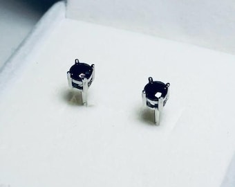 Black Moissanite Stud Earrings | Sterling Silver, Christmas Jewelry gift