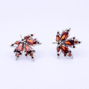 Fall Maple Leaf Earrings | Red Autumn Leaf Studs | Flat Back Earrings | Thanksgiving Jewelry | Fall Gift for Her | Limited Edition