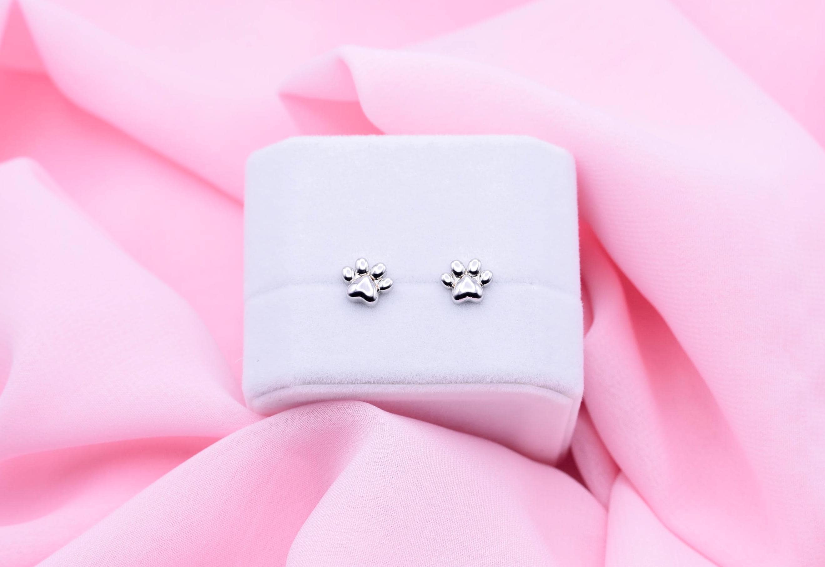 Paw Print Flat Back Earrings Surgical Steel Screw Back Studs Dog Mom…