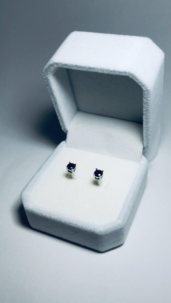 Black Moissanite Stud Earrings | Sterling Silver, Christmas Jewelry gift