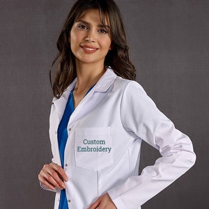 Women&#39;s-Men&#39;s WonderWink Lab Coat, Embroidered Medical Hospital Uniform Personalized Business and Name Title Dr Nurse Pharmacist Logo