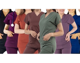 Uniforme médico de 12 colores, cuello en V, multicolor, cómodo, tres bolsillos, para enfermeras, médicos y médicos.