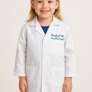 Camice da medico personalizzato per bambini – Nome ricamato personalizzato – Regalo di Natale per futuri dottori – Costume da gioco medico per bambini e bambine