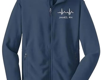 Personalized Men /Women Full Zip Nurse Jacket, Nurse, RN, Healthcare, Stethoscope, Custom Jacket, Nurse Fleece Zip Up