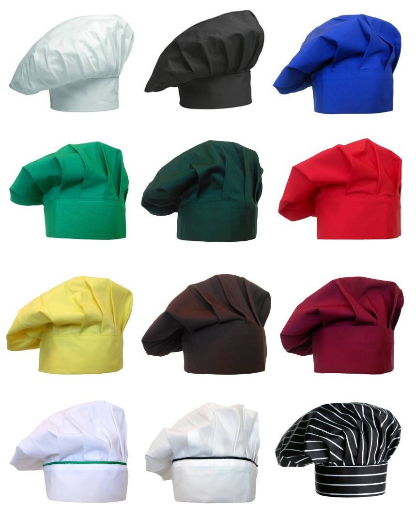 Cappello da Chef elasticizzato sul retro. Lavabile a 40°C. Made in Italy.  Colore Italiano