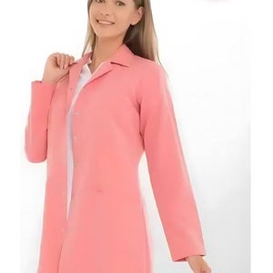 Light pink, Colorful Lab Coats,85 cm Lab Coats,Embroidered Personalized lab coats with Name,Cleanliness,Beauty worker jacket,Multiple Colors