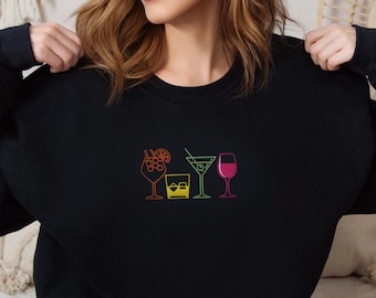 Cocktail Sweatshirt, Embroidered Sweatshirt, Cocktail Club Sweatshirt, Tini Time, Holiday Cocktail Sweatshirt, Martini Sweatshirt, Cocktail