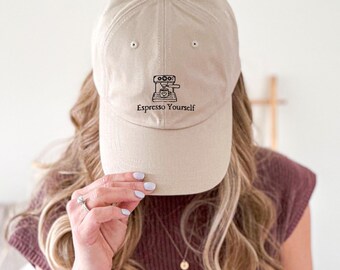 Espresso Yourself Hat, Espresso Gift, Espresso Hat, Barista Hat, Barista Gift, Homemade Espresso, Espresso Social Club, Coffee lover Hat