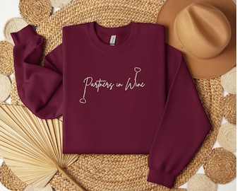 Sudadera bordada "Socio en el vino", "Socio en el vino", "Socio en el vino", regalo de "Socio en el crimen", regalo de vino, regalo para mejor amigo