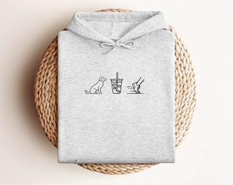 Embroidered coffee, dogs and running hoodie | coffee, dogs and running | Dogs, Coffee, and Running hoodie | Coffee running and Dogs Hoodie|