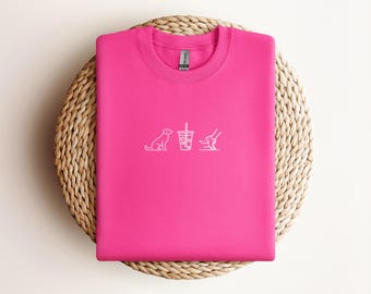 Sudadera bordada café, perros y running / café, perros y running / Perros, Café y Running / Sudadera Café, running y Perros