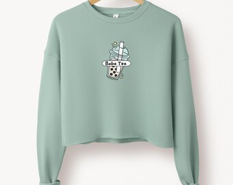 Boba Sweatshirt, Boba Tea Sweatshirt, Boba Tea, Bubble Tea Sweatshirt, Milk Tea Gift, Boba Gift, Gift for Her, Cute Cropped Sweatshirt